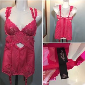 🛑SOLD VS 36D Hot Pink Lace Cut Out Lingerie Set